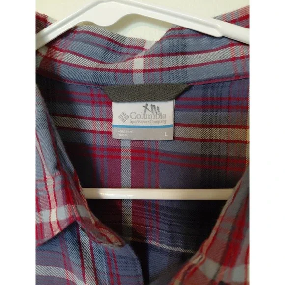 Columbia Flannel Shirt Men Plaid Blue Long Sleeve Button Up Size L - Picture 3 of 6